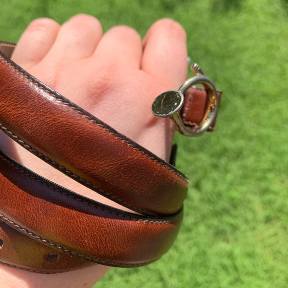 Vintage French Horn Buckle Leather Belt - Picture 11 of 16